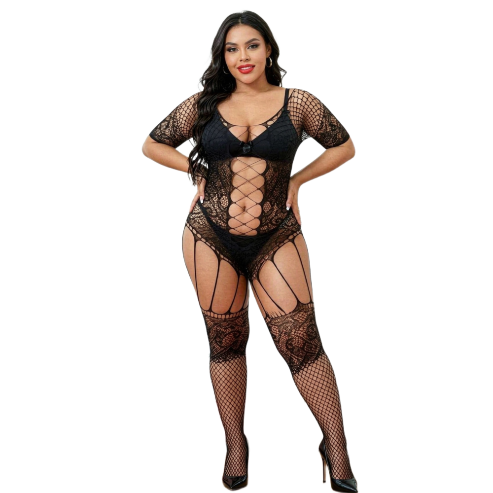 ชุดบอดี้สูทบอดี้สต็อกกิ้งไซส์ใ - Bodystocking Fishnet บทวิจารณ์และราคา